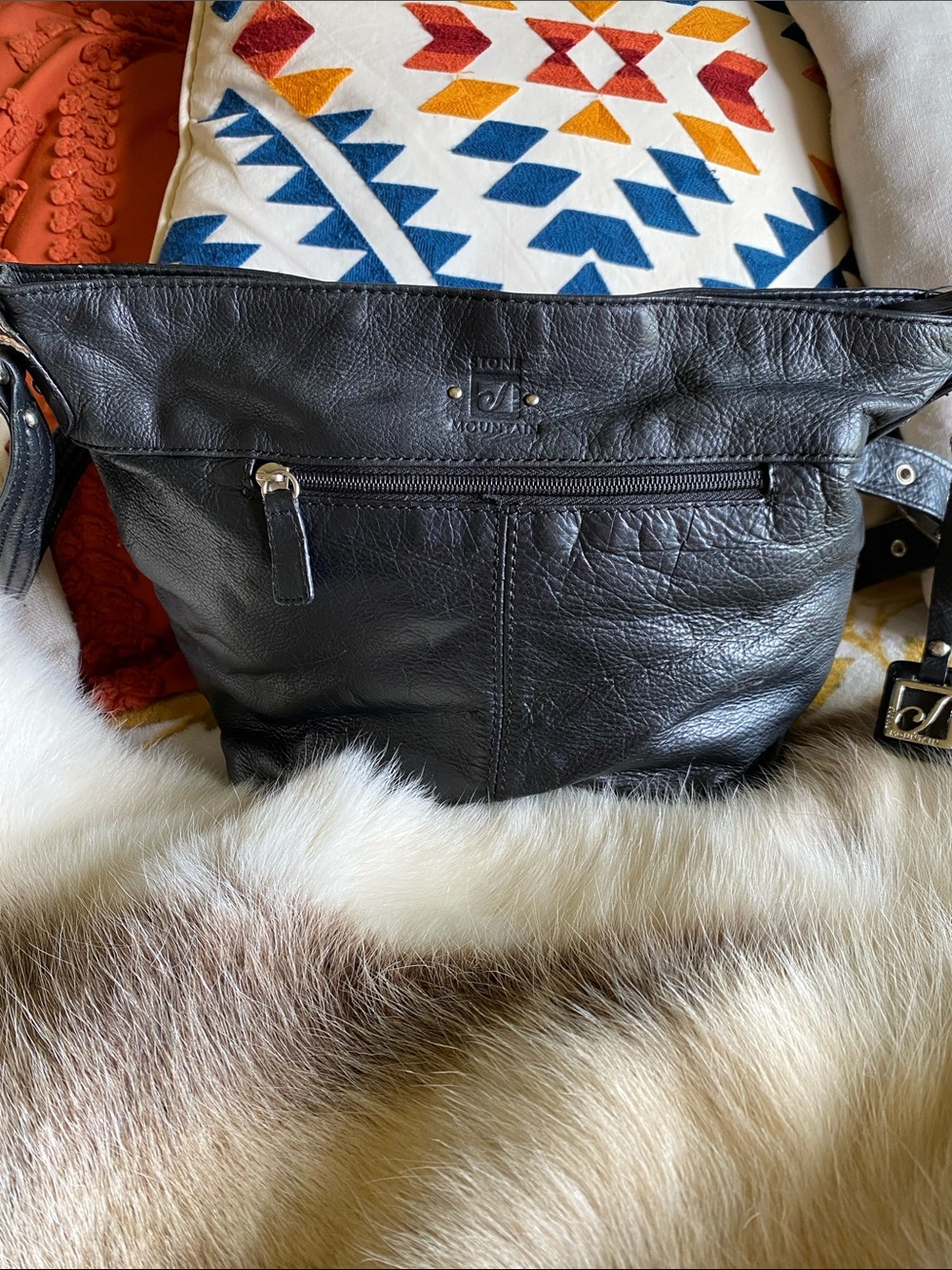 Stone Mountain Black Leather Crossbody Bag